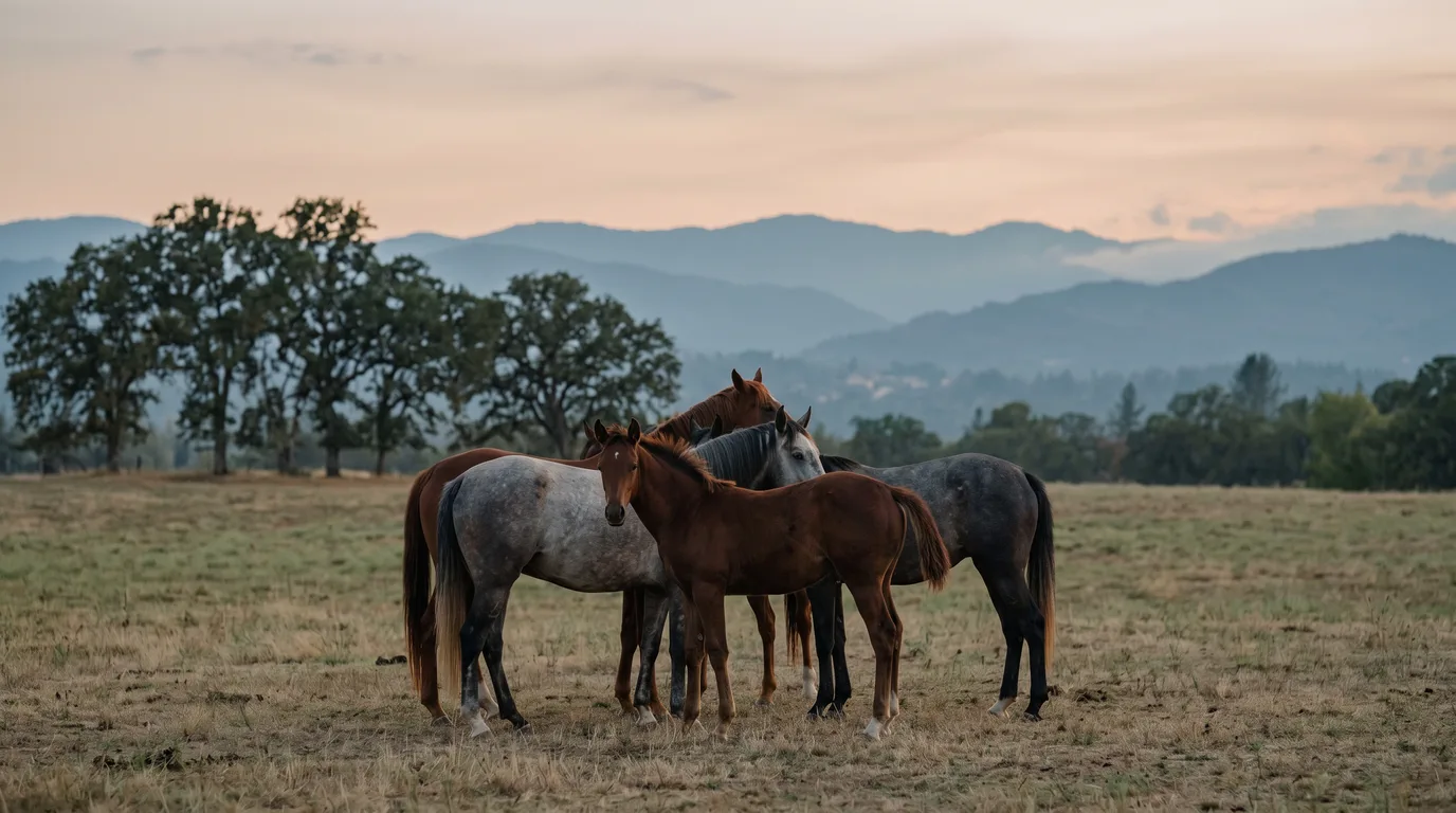 Chevaux en liberté, Centre équestre Terre & Ciel, Ain